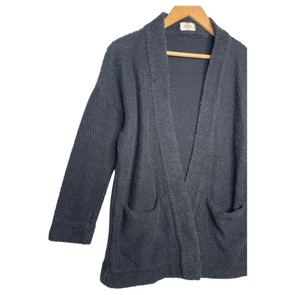 Marine Layer Cardigan Sweater Womens Small Black Open Front Heavyweight Pockets - Picture 3 of 13